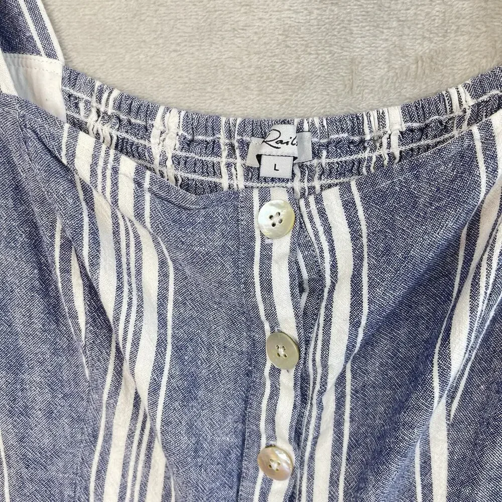 Rails Kyra Seaport Stripe Linen Blend Jumpsuit Large Quiet Luxury Summer Resort - Picture 4 of 16